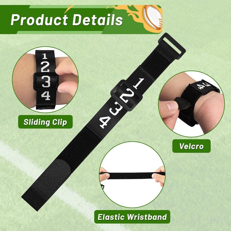 HIGHRAZON 5 Pcs Football Numbered Wrist Down Indicator Down Marker Referee Wristband Indicator Yard Markers Referee Gear, Officials Equipment for Football Games - Image 5